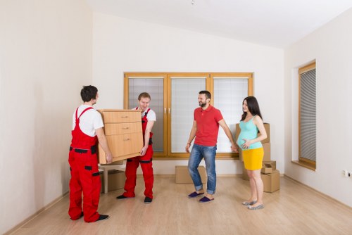 Packing boxes into a removal van in France