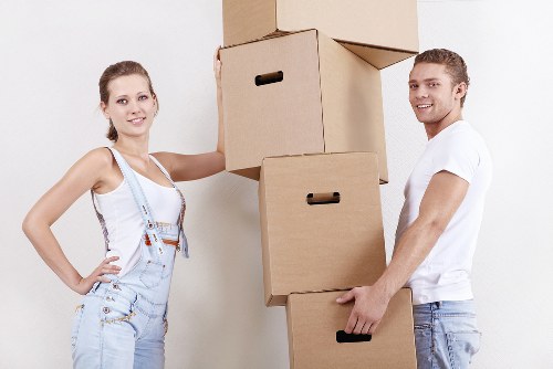 Fragile items packed for flat removals in France